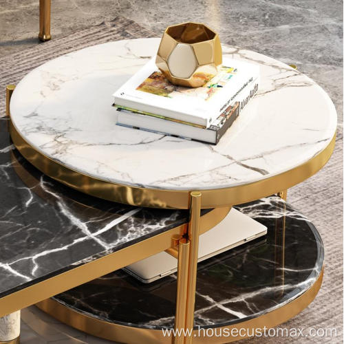 Nordic Round Tea Table Extendable Glass Coffee Table